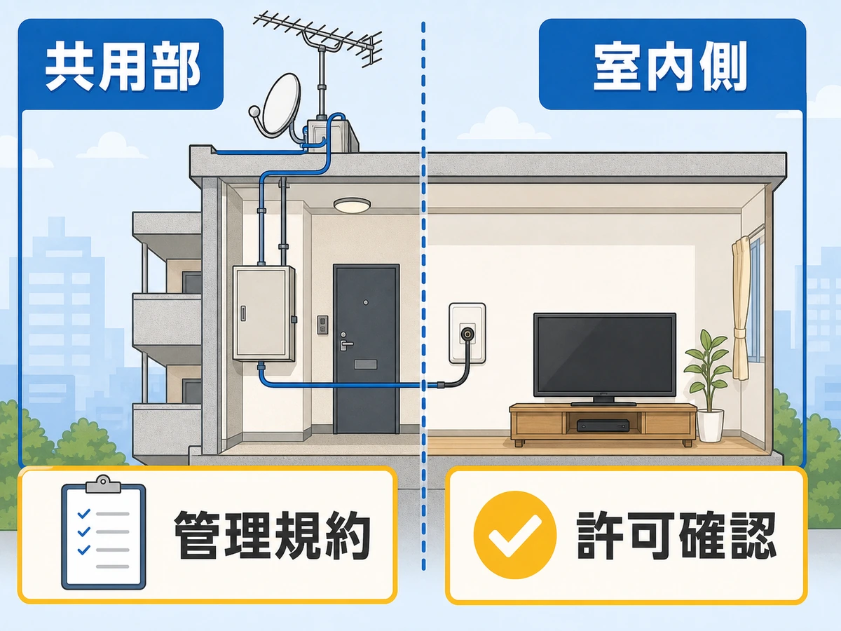共聴アンテナの共用部と室内側の費用負担境界