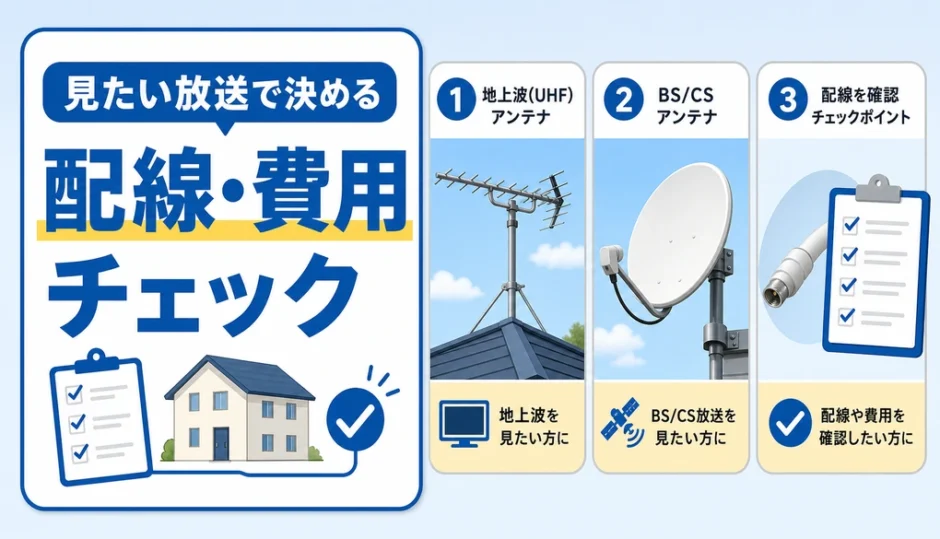 地デジとBS/CSアンテナを見たい放送から選ぶ確認ポイント
