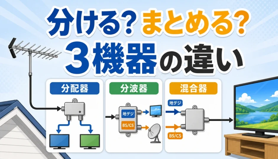 分配器・分波器・混合器の違いを示す解説サムネイル