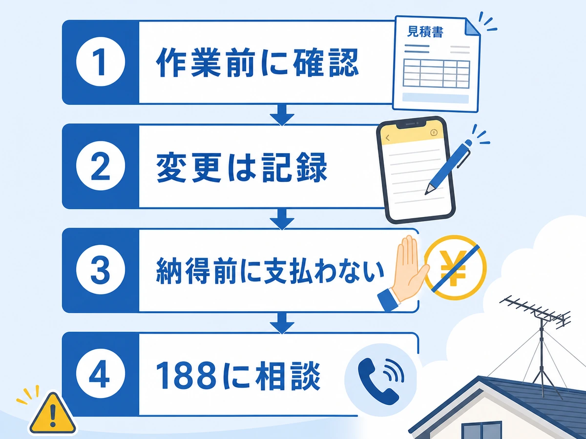 アンテナ工事当日に変更が出たときの確認と相談の流れ