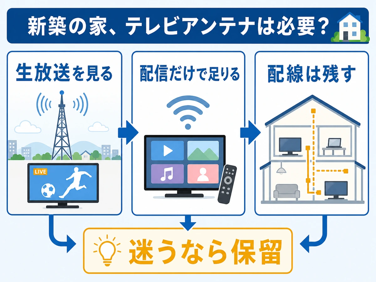 新築でアンテナが必要かを判断するチェックフロー