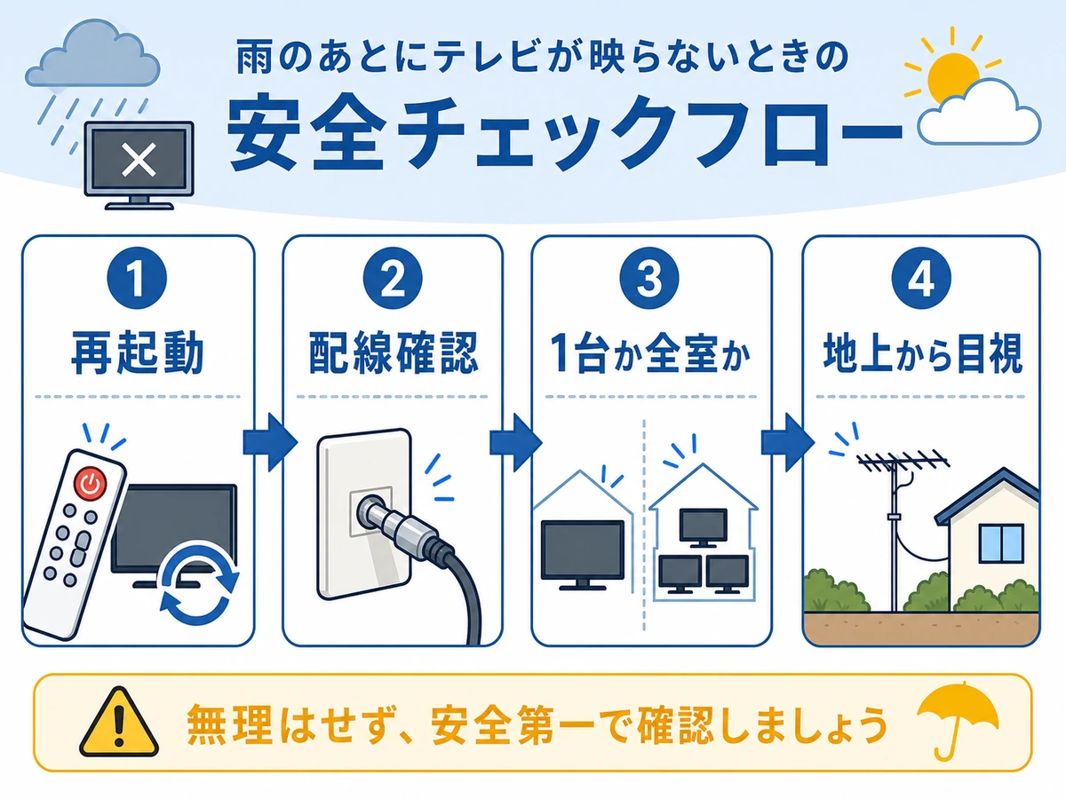 雨の日にテレビが映らない時の安全な確認順