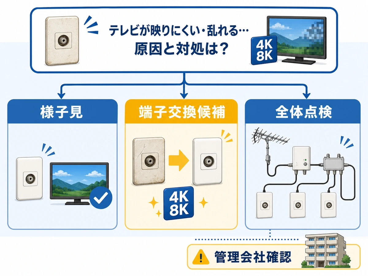 古いテレビ端子の交換判断と全体点検の分岐