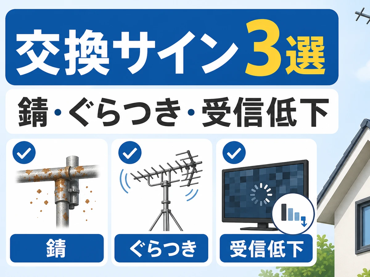 錆、ぐらつき、受信低下の3つのアンテナ交換サイン