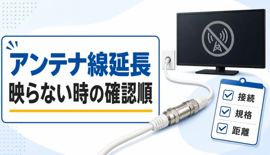 アンテナ線延長で映らない時の確認順を示すサムネイル
