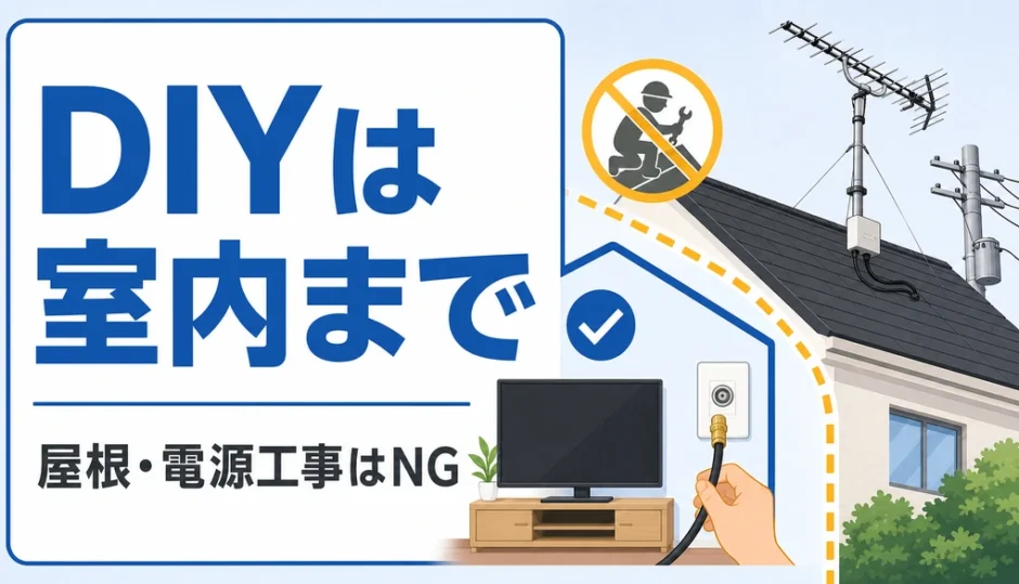 アンテナ修理DIYで自分で触れる範囲と危険ラインを示すサムネイル