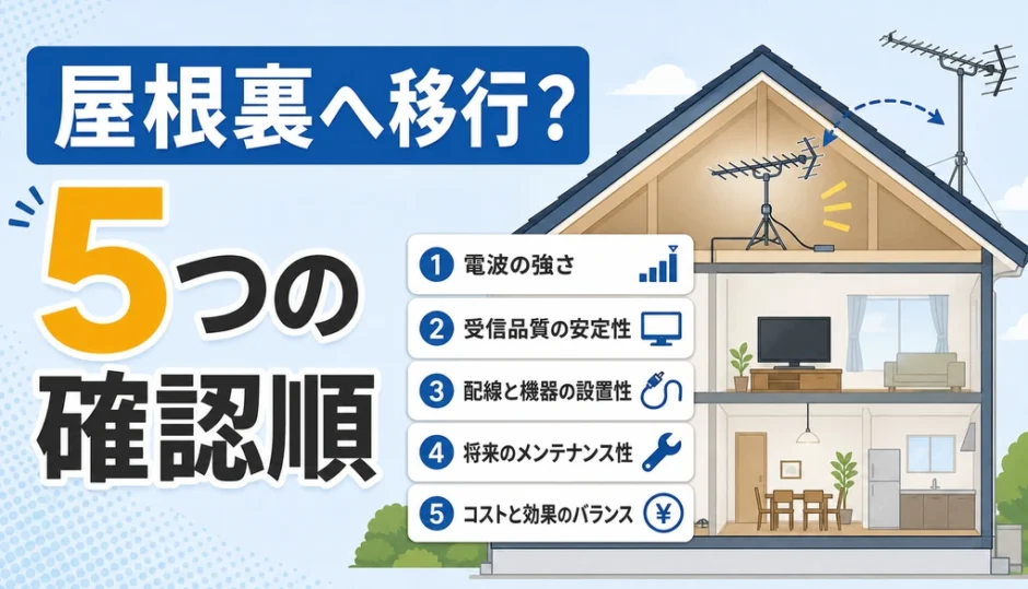 屋根裏アンテナへ切り替える前の5つの確認順