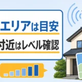 地デジ受信エリアは目安で境界付近はアンテナレベル確認が必要なことを示す図