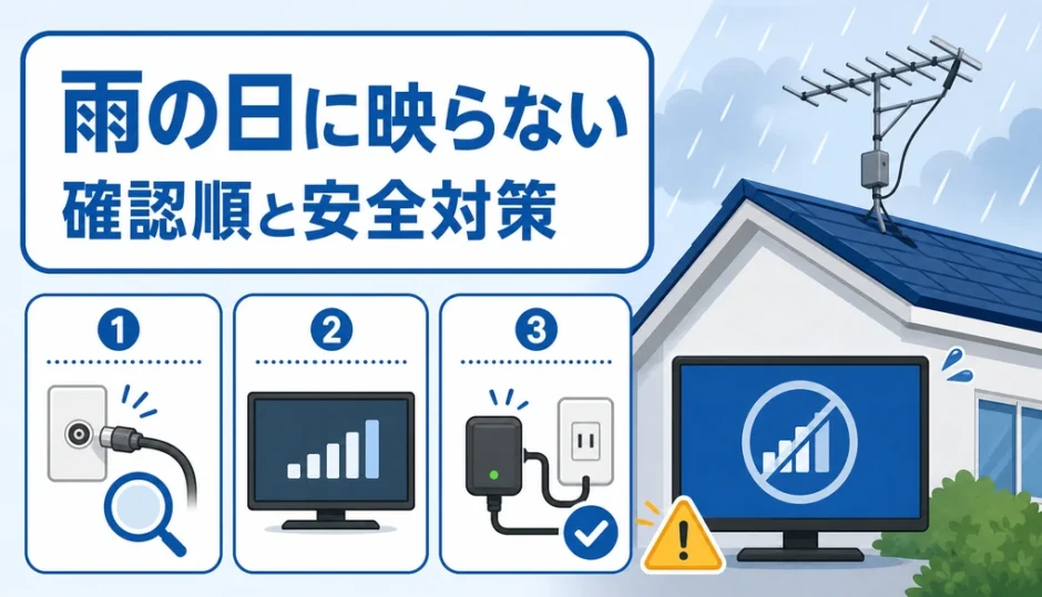 雨の日にテレビが映らない時の確認順と安全対策