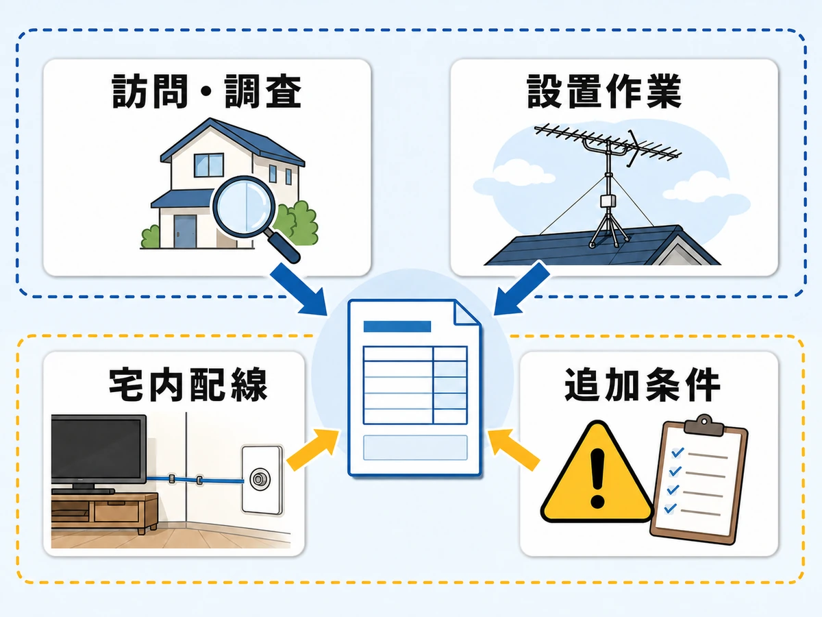 同時工事で共通化しやすい訪問・設置作業と個別に確認する宅内配線・追加条件