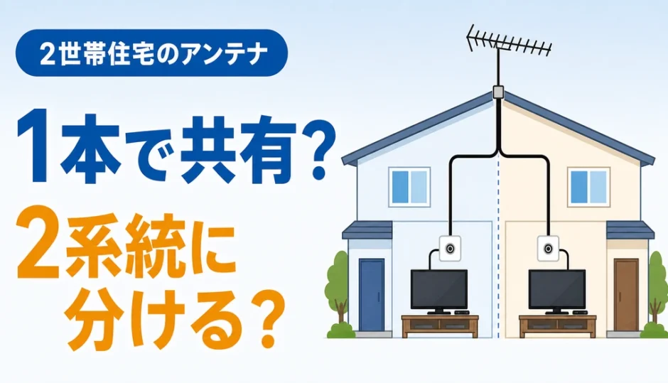 2世帯住宅でアンテナ1本共有と2系統分離を比べる図