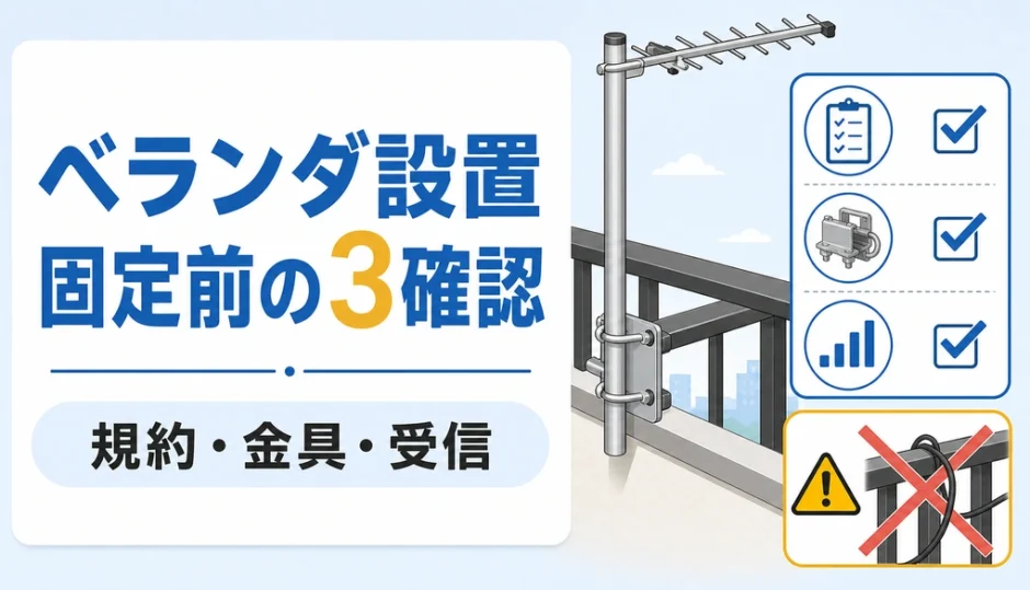 ベランダのアンテナポールを固定する前に確認する規約・金具・受信のポイント