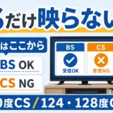 CSだけ映らない時の確認順と110度CS・124/128度CSの違いを示す図解
