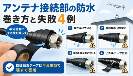 屋外アンテナ接続部の防水｜自己融着テープの巻き方と失敗4例