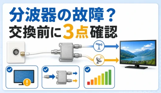 分波器の故障を疑うときに交換前の3点確認を示す図