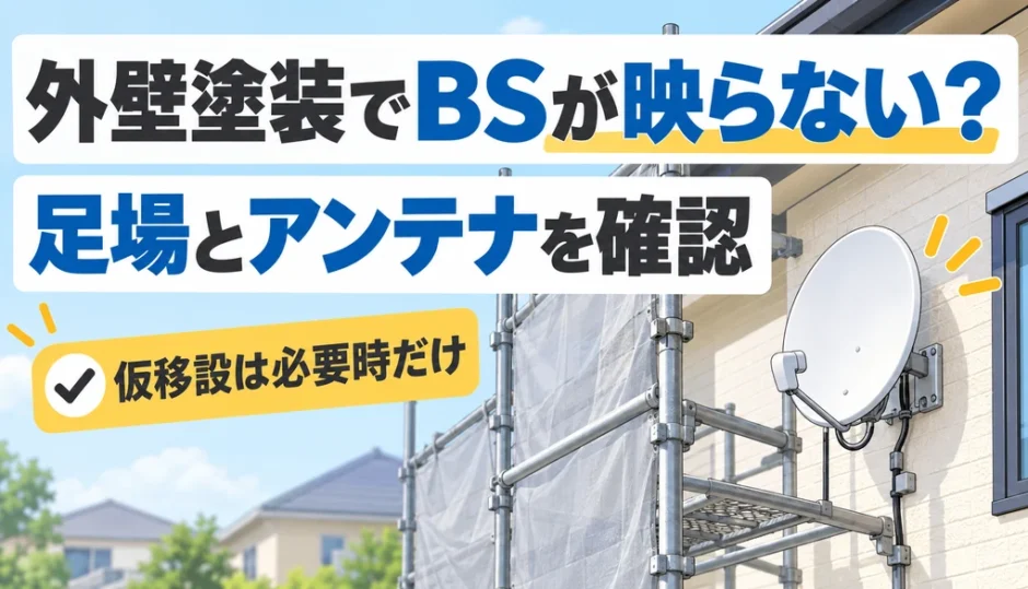 外壁塗装の足場でBSが映らない？工事前の確認と仮移設の判断順