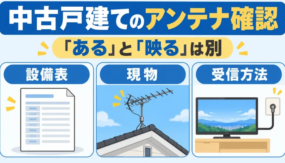 中古戸建て購入前にテレビアンテナを確認｜設備表と現物・受信方法の照合