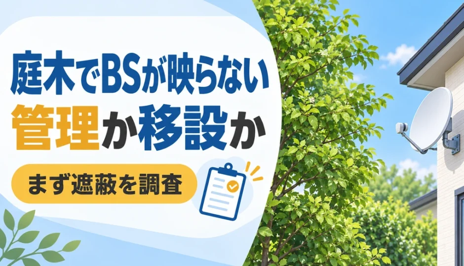 庭木でBSが映らないときに遮蔽を調べ、管理と移設を比べる判断