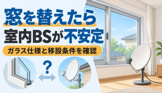 窓を替えたら室内BSが不安定。ガラス仕様と移設条件を確認するイメージ